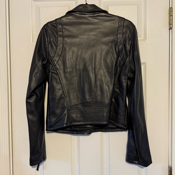 AMERICAN EAGLE Moto Faux Leather Jacket Black Motorcycle Medium - Picture 2 of 5